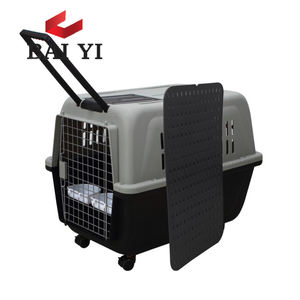 Trade Assurance Pet Product Cage de vol pour chien en plastique pour le transport des animaux de compagnie avec roues et tapis de sol - Product Image 5