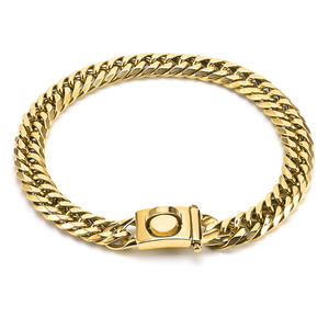 17mm breite <span class=keywords><strong>12</strong></span> bis 30 Zoll sichere Schnalle 18K kubanische Glieder kette Hunde halsband - Product Image 2