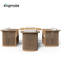 Ensemble de meubles de patio en corde tressée résistant aux intempéries, table et chaises en teck Solie, ensemble de salle à manger extérieure de luxe pour hôtel et restaurant