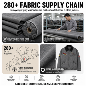 Chaqueta Vaquera Personalizada para Hombre, con Cierre, Estilo Urbano, Chaqueta de Trabajo con Parches Bordados, Chaqueta Vaquera de Algodón Oversize, Fabricante - Product Image 4