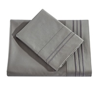 Hôtel drap plat et taie d'oreiller ensembles de ligne de broderie ourlet blanc couleur microfibre drap housse et taie d'oreiller ensembles
