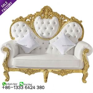 En gros moderne à dossier haut de luxe or blanc chaises royales de mariage de luxe roi reine - Product Image 5