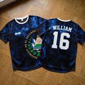 Camiseta de Fútbol de El Salvador Personalizada con Nombre y Número, Unisex para Adultos, Cuello Redondo, Impresión por Transferencia de Calor, Camiseta Deportiva - Product Image 4