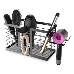 Hair Styling Tool <b>Storage</b> Rack <b>Wall</b> Mounted Black Punch Free For Hair Dryer Comb Salon Use - Product Image 5