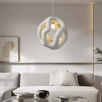 Lampe suspendue sphérique Wabi Sabi en polystyrène haute densité irrégulier et creux pour salle à manger