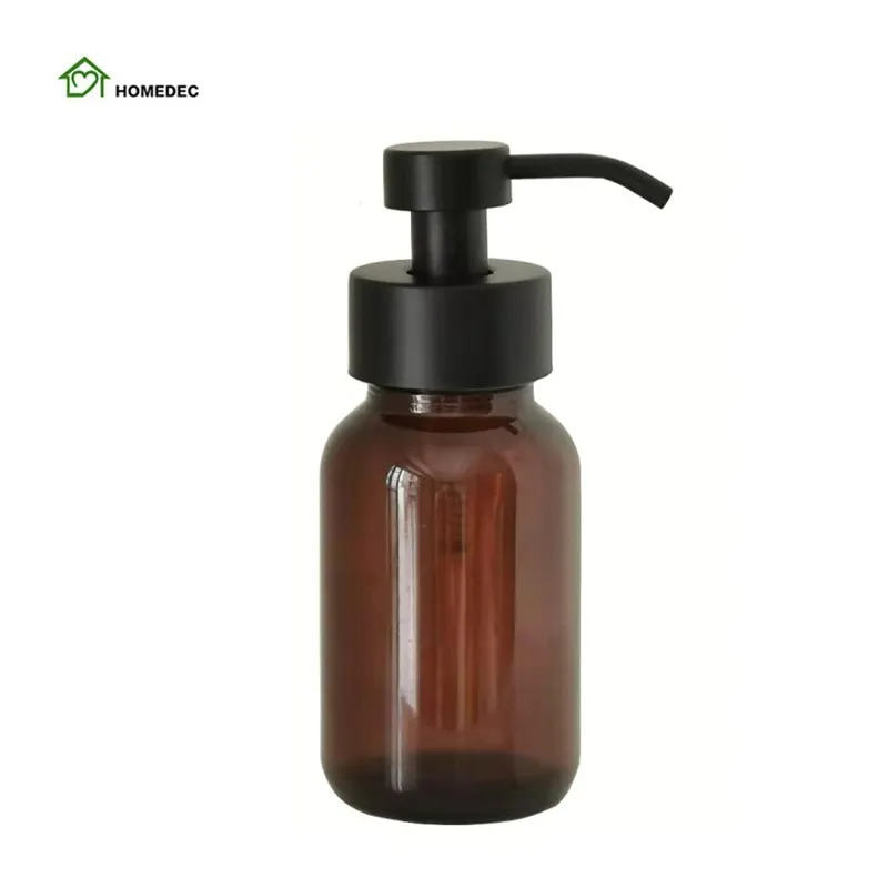 液体石鹸ディスペンサー250ML黒/琥珀色ガラスフォームポンプ