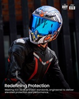 Helm Full Face ILM Terlaris untuk Motor Trail, Bahan ABS, Bersertifikasi ECE, Dual Visor, Quick Release, Warna Biru Roliin MF509