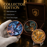 Pièce de monnaie en cuivre pur 999 de 5 oz, série Dragon Western personnalisée, relief 3D, couleur UV, médaille d'art de collection, pièces de monnaie originales