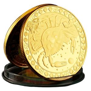 Monedas de recuerdo del zodiaco chapado en oro <span class=keywords><strong>Cancer</strong></span> Tarot Wish Lucky Sun God moneda coleccionable decoración del hogar - Product Image 1