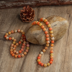 Collana con fossili di vento da <span class=keywords><strong>donna</strong></span>, collana lunga annodata con pietre colorate da 8 mm effetto invecchiato - Product Image 4