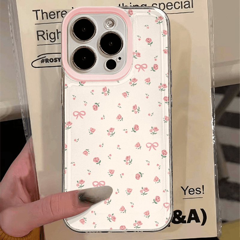 Full-screen pink floral [Transparent Space Case]