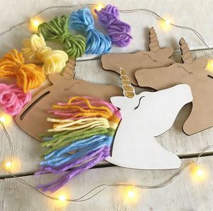 Horse Craft Unfinished <b>Wooden</b> Cutouts Painting Kit Diy Unicorn <b>Rainbow</b> Ornament - Product Image 3