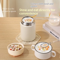 Nouvelle boîte alimentaire isotherme en acier inoxydable imprimée, pot alimentaire portable, thermos, boîte à déjeuner, boîte à soupe avec poignée, couvercle et cuillère
