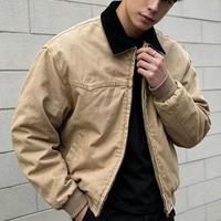 Veste de travail homme style streetwear rétro délavé écologique pour l'automne et l'hiver