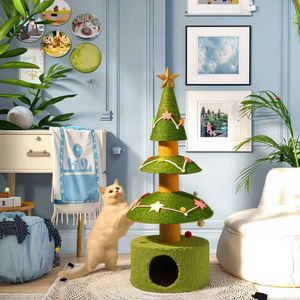 Arbre à chat de Noël avec griffoir intégré pour petits et moyens animaux domestiques, avec plateau en sisal - Product Image 1
