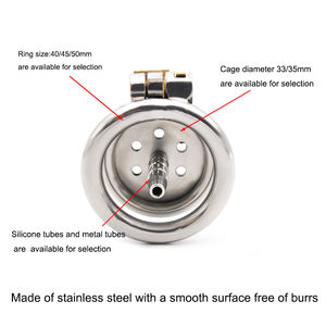 Esclavos cortos invertidos planos de acero plateado, jaulas de castidad masculinas pequeñas, bloqueo de pene, Juguetes sexuales, cinturón de castidad para hombres - Product Image 4