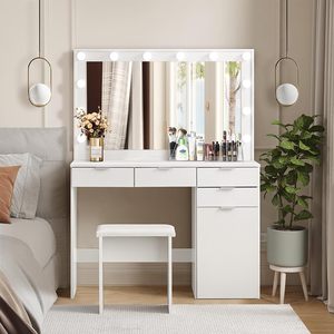 Modern makyaj vanity masası soyunma masa seti dresser aynalı masalar beyaz soyunma masa tasarımları yatak odası - Product Image 1