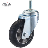 Roues à roulettes en caoutchouc noir de haute qualité de 3, 4 et 5 pouces avec noyau en aluminium pour chariot industriel à haute capacité de charge