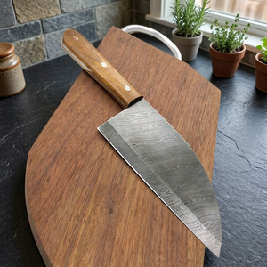 Cuchillo de Chef ZR Knives Hecho a Mano de Acero Damasco de Grado Industrial (ZR388) con Mango de Madera, Espesor de 0.020, Hoja Fija No Ajustable - Product Image 3