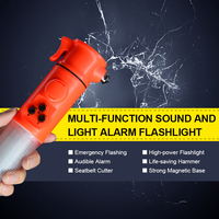 Lampe torche multifonctionnelle 6-en-1 avec alarme sonore et lumineuse, éclairage d'urgence, protection incendie aéroportuaire, portable, 2 piles AA, PVC