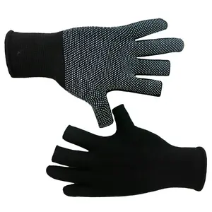 Lightweight Half-Finger Slip Breathable Fingerless PVC Dotted Work Gloves For Construction Nylon Fitness Cycling Motorcycle Glov