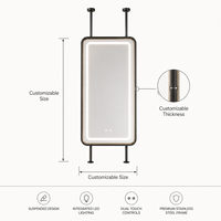 Kingstin Miroir LED suspendu en acier inoxydable pour vasques semi-ouvertes, 3 teintes, antibuée, tiges sur mesure