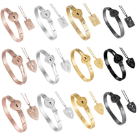 Ensembles de bracelets et de colliers à clé de verrouillage de coeur en acier inoxydable à la mode Bracelets étanches avec placage au rhodium Bijoux élégants
