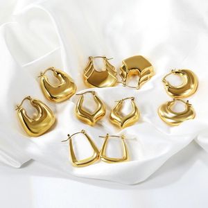 Boucles d'oreilles géométriques en forme de U, en acier inoxydable doré, bijoux de mode pour femmes, légères, design imperméable - Product Image 2