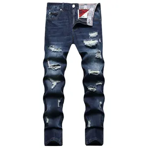 2023 wholesale suppliers New boys casual Denim pants Dirty Wash Designer Ripped Jeans For Men