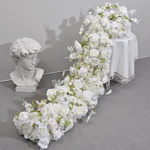 SX503 özel 100 cm ucuz fiyat düğün dekorasyon çiçek koridor yapay ipek çiçekler sıra masa koşucu kemer çiçek düğün için