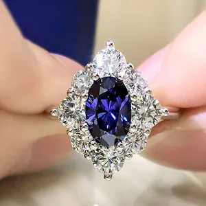 CAOSHI Oval Cut Blue Stone Design Ringe Exquisite Zirkonia Frauen Mädchen Silber Farbe Rhombus Form Ringe