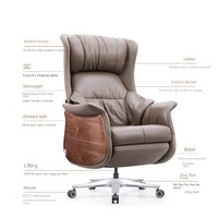 Chaise de bureau de direction au design luxueux, ergonomique et confortable, en cuir avec fonction massage et commande manuelle