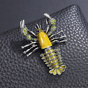 Broche de langosta <span class=keywords><strong>Boston</strong></span> con alfiler oscilante flexible, flor de pintura de aleación, simulación realista, accesorio de <span class=keywords><strong>ropa</strong></span> fijo - Product Image 3