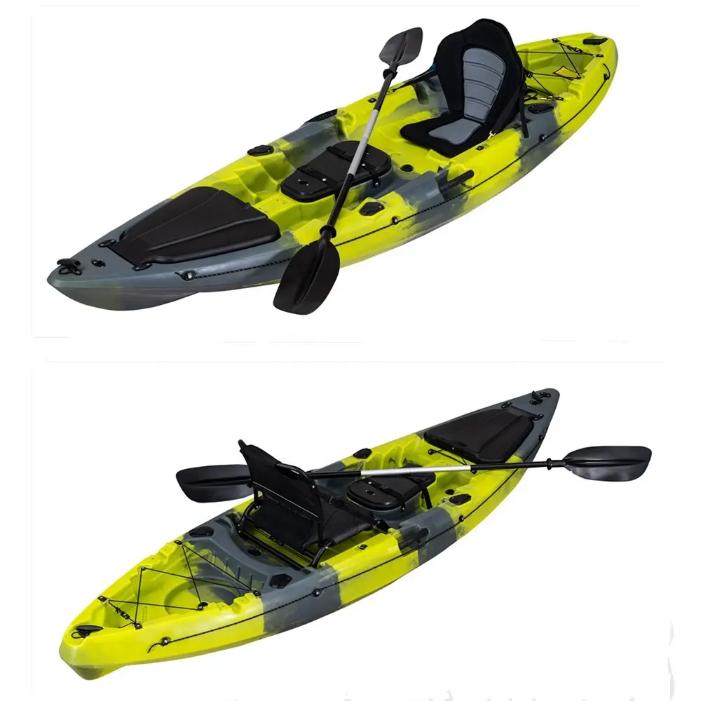 Tuas pertama olahraga air 2.9m LLDPE plastik 1 orang duduk di perahu memancing Kayak dengan kursi belakang dan kursi bingkai