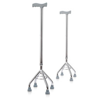 Canne à quatre pieds réglable en hauteur, légère, en aluminium
