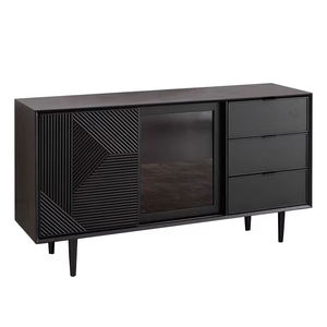Salon moderne Rangement en bois noir Porte en <span class=keywords><strong>verre</strong></span> Armoire console <span class=keywords><strong>Cuisine</strong></span> Salle à manger Credenza Buffet Buffet - Product Image 4