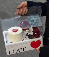 Boîte à fleurs transparente pour gâteau, emballage de fleurs transparent pour la Saint-Valentin, étui cadeau durable