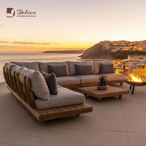 Meubles de canapé en teck d'extérieur modulaires classiques modernes avec coussins confortables pour se détendre sur le balcon - Product Image 1