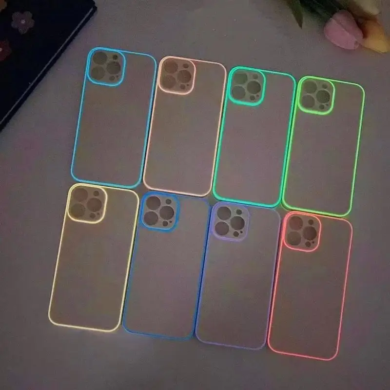 Nuova custodia per telefono cellulare luminosa al Neon fluorescente in silicone morbido TPU per iphone 15 14 13 pro max cover