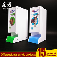 2025 nouveau coloré Pmma plexiglas acrylique plastique animal de compagnie chat chien nourriture présentoir acrylique chien distributeur de nourriture pour supermarché