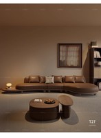 Style médiéval simple et élégant combinaison personnalisée plateau en bois chaise longue en cuir en forme de salon canapé d'hôtel
