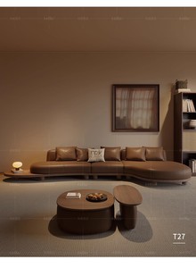 Estilo medieval Simple y elegante Combinación personalizada Bandeja de madera <span class=keywords><strong>Chaise</strong></span> <span class=keywords><strong>Longue</strong></span> de cuero en forma de sala de estar Sofá de hotel - Product Image 6