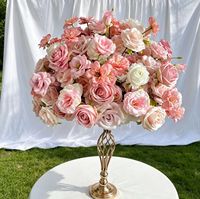 Centro de Mesa de Bolas de Flores Rosadas Artificiales de Seda Realistas Hechas a Mano de 30-80 cm para Bodas, Año Nuevo, Día de la Madre, Navidad