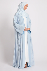 Vestido Abaya de Lujo Personalizado de Nuevo Estilo para Mujeres Musulmanas, Diseño Plisado con Cristales Bordados, Manga Larga, Abaya Abierta - Product Image 5