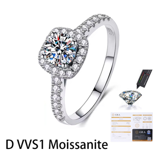 Customized Square Ring S925 Sterling Silver 0.5CT Four Clawed Round Moissanite Female Ring Nickel Free Engagement Ring - Product Image 1
