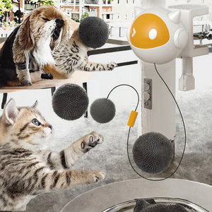 Mainan hewan peliharaan plastik interaktif ramah lingkungan kartun Modern mewah bola mainan kucing anjing teleskopik otomatis desain seperti hidup TPR kecil - Product Image 3
