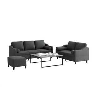 Juego de Sofás de Poliéster Gris Oscuro, Muebles de Sala de Estar, Estilo Moderno y Contemporáneo, Diseño Elegante y Duradero - Product Image 1
