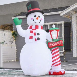 Muñeco de Nieve Inflable Navideño para Decoración de Jardín con Base Iluminada y Letrero del Polo Norte - Product Image 5