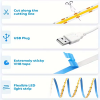 COB LED-Streifen leuchten Berührungs sensor Dimmbar 5V USB RA90 Weihnachten DIY TV-Spiegel Hintergrund beleuchtung Flexibles Band Band Raum dekoration