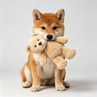 Peluche chien mignon tenant un petit ours, Golden Retriever, Corgi, Shiba, Husky, jouet en peluche pour enfants, cadeau